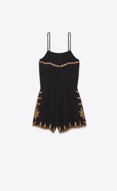 Jumpsuit in silk sablé and embroidered braid